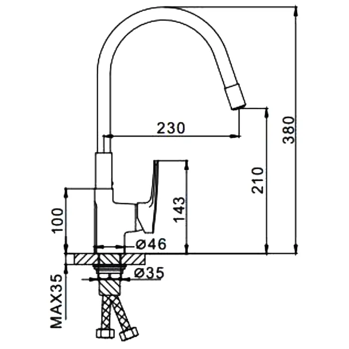 Однорычажный смеситель для кухонной мойки с гибким изливом Frap F4453-03, латунь, белый