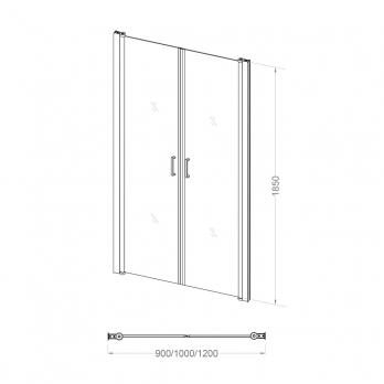 Душевая дверь  Veconi  Vianno 100x185 стекло прозрачное профиль хром VN44-100-01-19C1