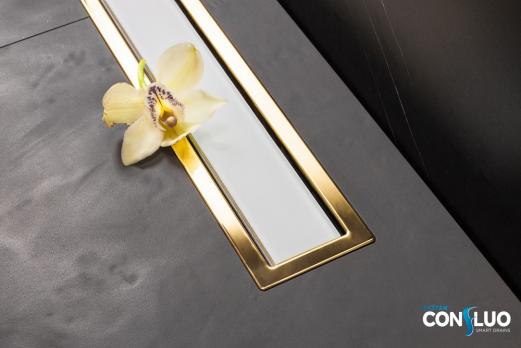 Душевой лоток Pestan Confluo Premium Line 950 White Glass Gold