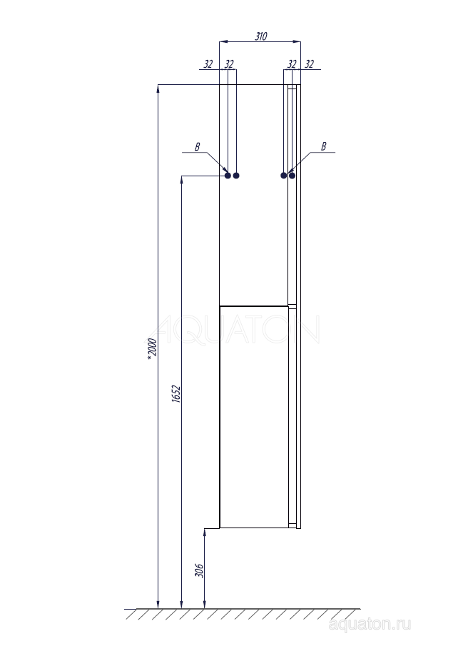 Шкаф - колонна AQUATON Рене белый, грецкий орех 1A222003NRC80