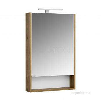 Зеркальный шкаф AQUATON Сканди 55 белый, дуб рустикальный 1A252102SDZ90