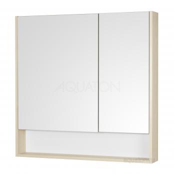 Зеркальный шкаф AQUATON Сканди 90 белый, дуб верона 1A252302SDB20