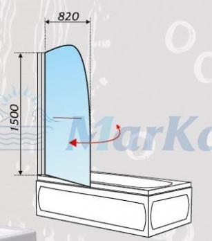Шторка для ванной 1Марка Р-03 82x150 прозрачное стекло